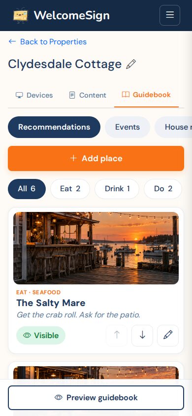 The Recommendations list on a phone
